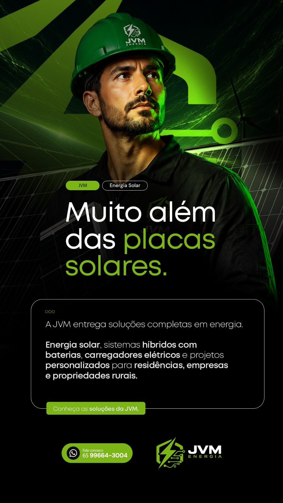 Engenheiro JVM Energia com painel solar